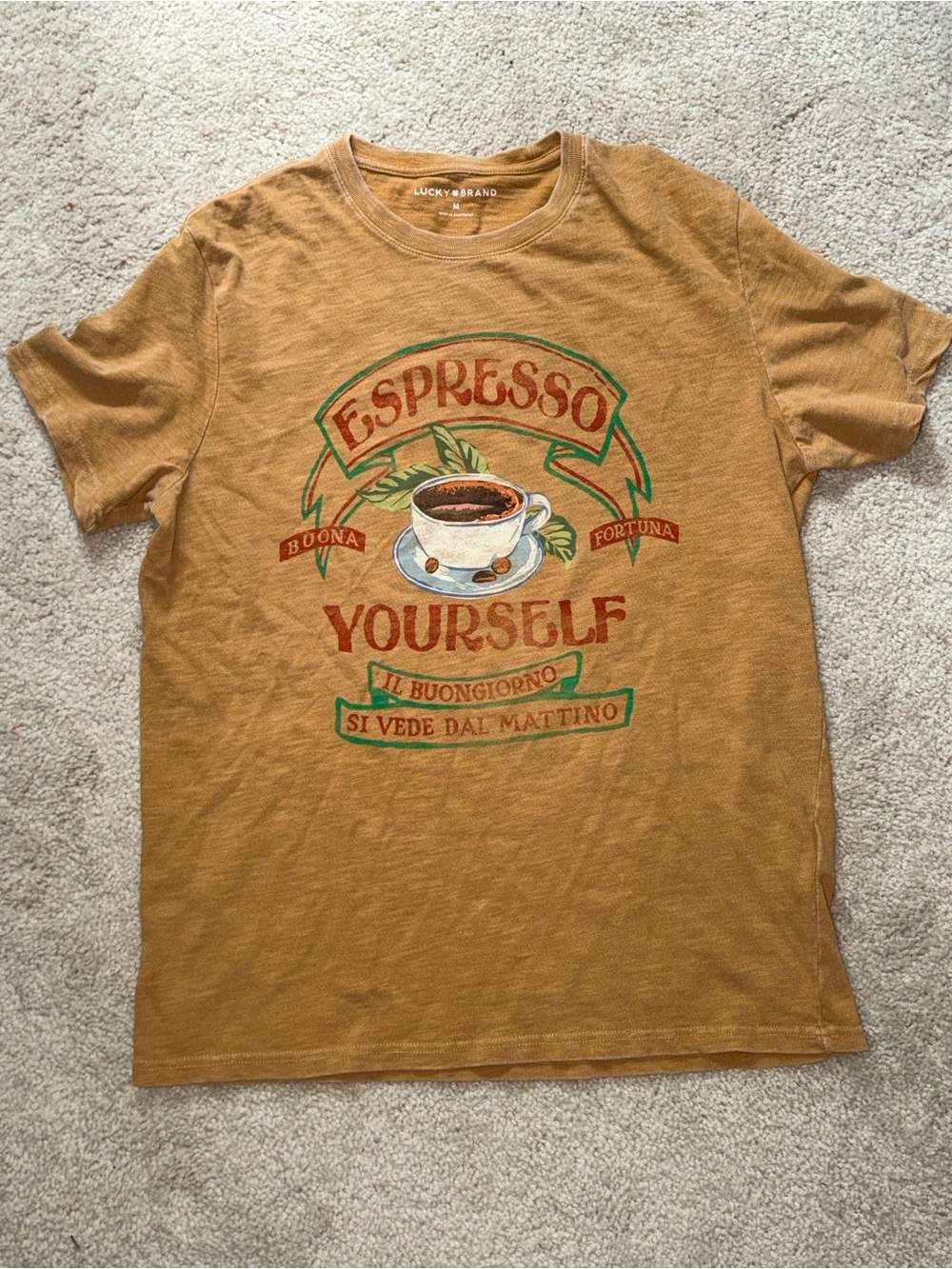Lucky Brand Mustard Graphic 'Espresso Yourself' Tee